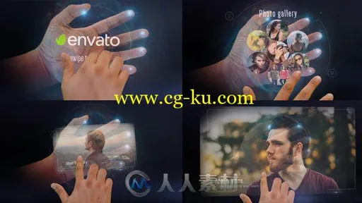 震撼高科技掌中全息图投影交互信息展示AE模板 Videohive Interactive Hand Hologr的图片1