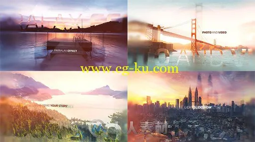 美丽梦幻的漏光模糊视差幻灯片相册动画AE模板 Videohive Light Slideshow 16515227的图片1