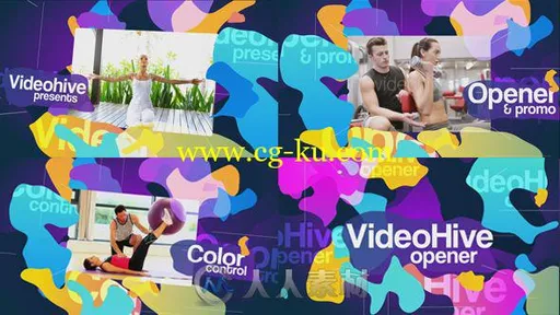 美丽彩色动态图片体育运动节目视频包装AE模板Videohive Colored Blots Opener 192的图片2