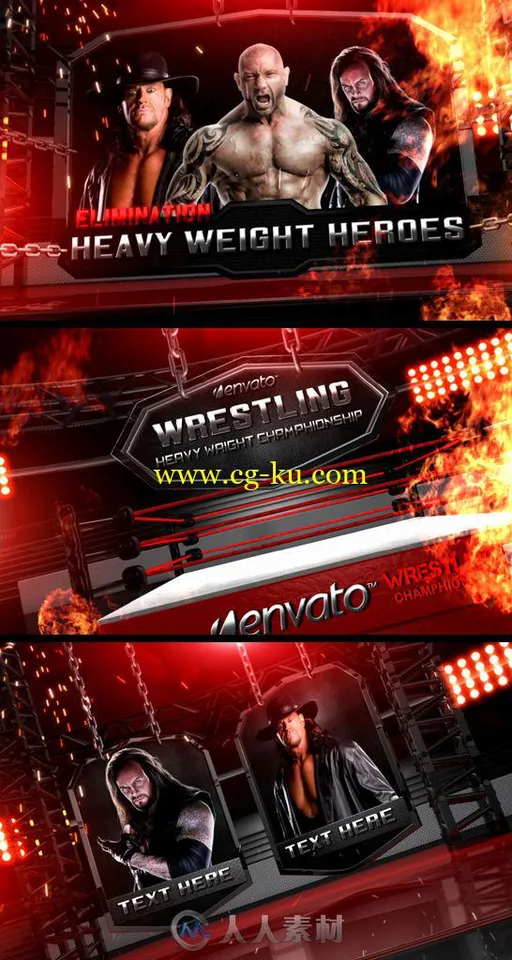 重量级拳击摔跤比赛新闻电视栏目视频包装AE模板Videohive Wrestling Heavy Weight的图片1