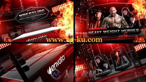 重量级拳击摔跤比赛新闻电视栏目视频包装AE模板Videohive Wrestling Heavy Weight的图片2