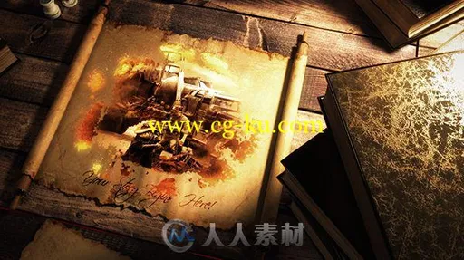 史诗古老羊皮纸卷轴打开中世纪历史记录片展示AE模板Videohive Epic Scroll Parchm的图片2