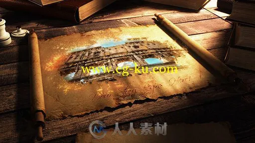 史诗古老羊皮纸卷轴打开中世纪历史记录片展示AE模板Videohive Epic Scroll Parchm的图片3