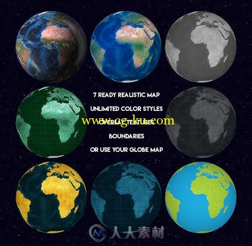 创意世界地图点线连接地点信息展示介绍幻灯片AE模板Videohive Globe Map Pro Kit的图片2