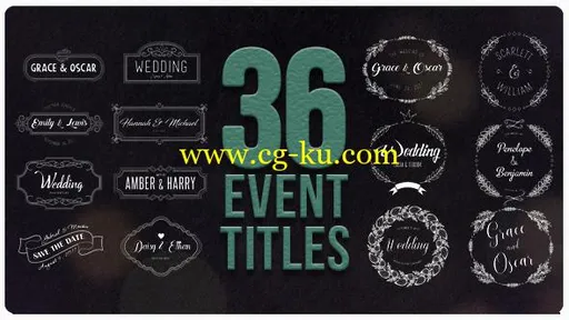 36组美丽浪漫的手绘婚礼装饰徽章和标题AE模板 Videohive 36 Event Titles 19513190的图片1