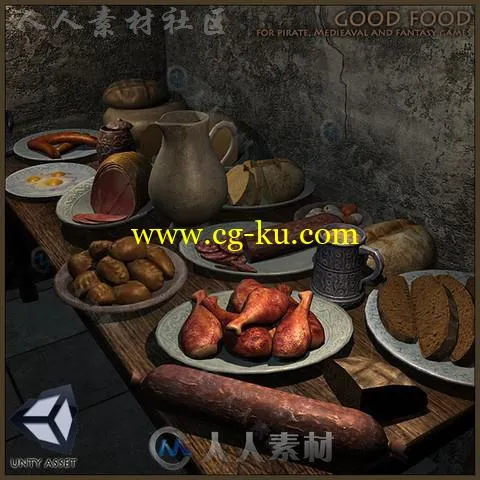 超精细西式食物食品道具3D模型Unity游戏素材资源的图片3