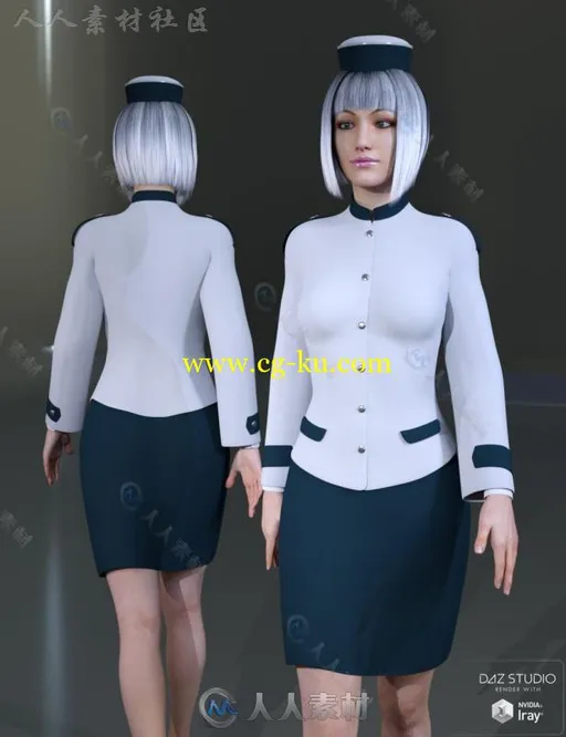 现代美丽的酒店女性服务员和服装3D模型合辑的图片2