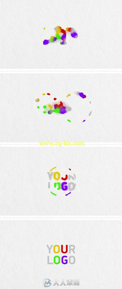 美丽的水彩移动组合标志显示LOGO演绎AE模板 Videohive Watercolor Logo 9052856的图片1