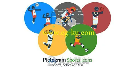 创意卡通人物象形图体育运动图标动画展示AE模板Videohive Pictogram Sports Icons的图片1