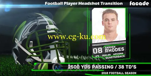 创意时髦的美式足球运动员头像转场过渡视频介绍AE模板Videohive Football Player的图片1