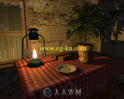 设备齐全的木制小屋城市环境3D模型Unity游戏素材资源的图片3