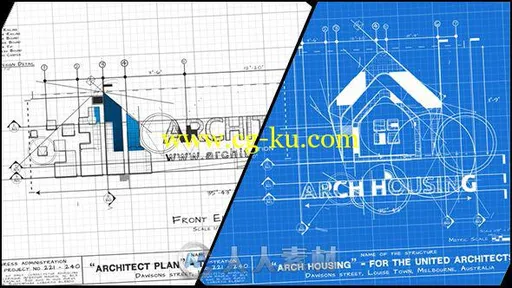 创意科技感建筑蓝图绘制标志LOGO演绎AE模板 Videohive Architect Logo 19559003的图片1