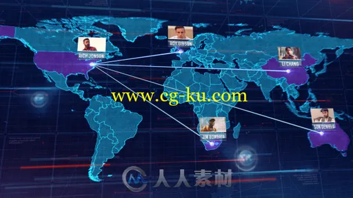 超酷创意科幻三维世界地图标记动画AE模板 Videohive World Map 16046826的图片1