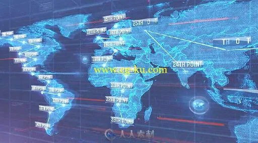 超酷创意科幻三维世界地图标记动画AE模板 Videohive World Map 16046826的图片3