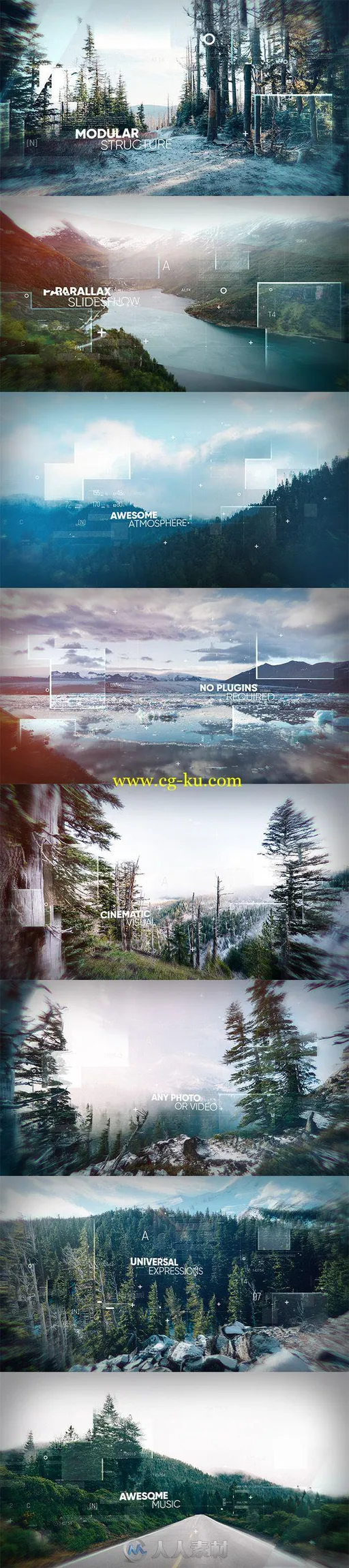 美丽优雅明亮的数字视差视差幻灯片相册动画AE模板Videohive Parallax Slideshow 1的图片1