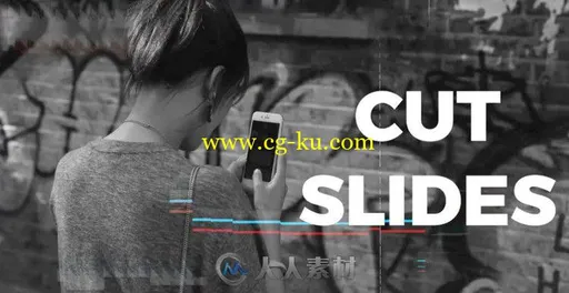 创意时尚毛刺剪切幻灯片电视栏目AE模板 Cut Slides的图片1