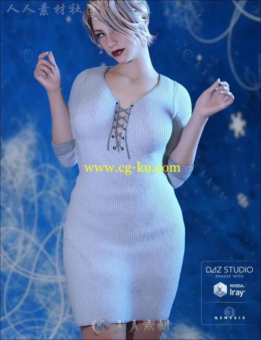 女性性感优雅简约的针织连衣裙服装3D模型合辑的图片2