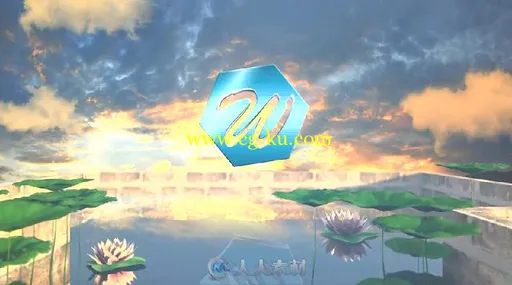 美丽的莲花池金色粒子光线飞舞标志显示LOGO演绎AE模板 Videohive Lotus Pond O的图片3