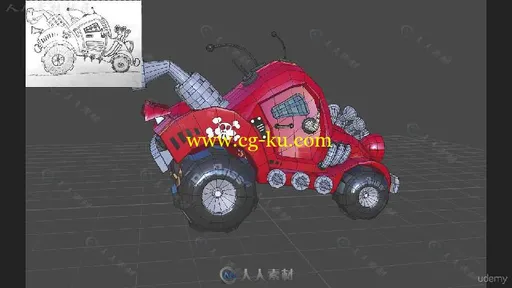 Maya卡通汽车建模实例制作视频教程 UDEMY LEARN TO MODEL A CARTOON CAR IN MAYA的图片1