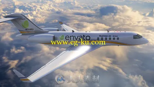 现代商务喷气机空中飞行展示幻灯片AE模板 Videohive Business Jet 9647287的图片3