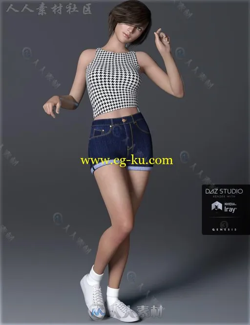 女性美丽清凉的夏季休闲服装3D模型合辑的图片3