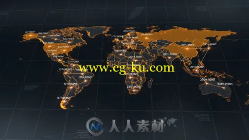 创意霓虹世界地图光线连接信息展示幻灯片AE模板 Videohive World Map 18811993的图片1