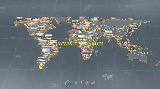 创意霓虹世界地图光线连接信息展示幻灯片AE模板 Videohive World Map 18811993的图片3