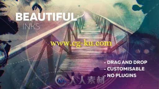 美丽梦幻水墨消失图片展示幻灯片相册动画AE模板 Videohive Beautiful Inks 19584648的图片1