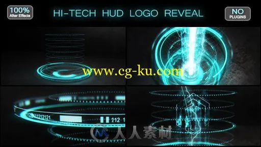 炫酷高科技HUD展示标志LOGO演绎AE模板Videohive Hi-tech HUD Logo Reveal 17570074的图片1