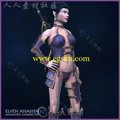 女性精灵刺客幻想人形生物角色3D模型Unity游戏素材资源的图片1