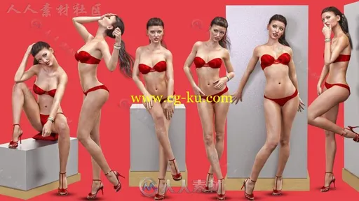 女性性感诱人的姿势造型3D模型合辑的图片3