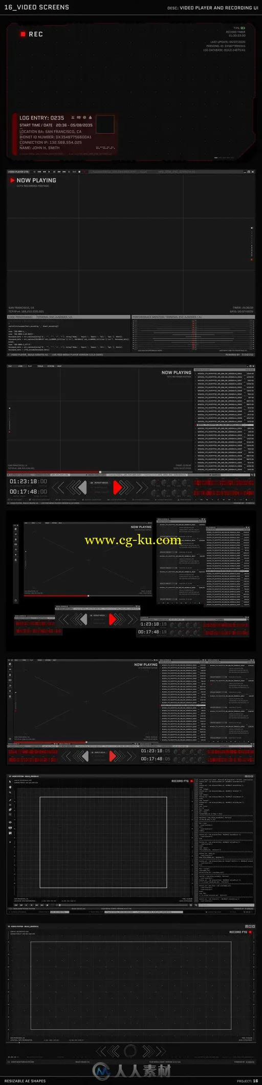 高科技HUD屏幕展示电视游戏UI用户界面幻灯片AE模板的图片1