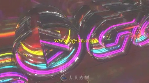 多彩绚丽三维电音霓虹灯玻璃风格LOGO演绎AE模板Videohive Neon Glass Audio React的图片2