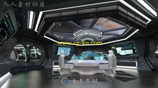 科幻太空飞船指挥中心内部环境3D模型合辑的图片2