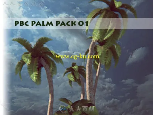 4种不同的低聚棕榈树植物3D模型Unity游戏素材资源的图片1