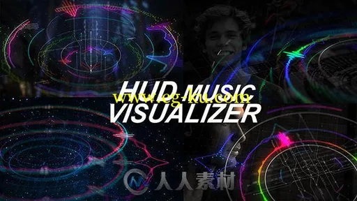 时尚动感绚丽多彩音乐屏幕视觉特效AE模板 Videohive HUD Music Visualizer 18675723的图片1