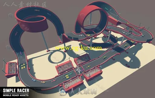 简单的立方体风格赛车手陆地车辆3D模型Unity游戏素材资源的图片2