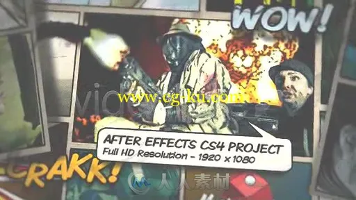 炫酷史诗3D卡通动画连环画效果影视片头AE模板Videohive Comic Action - The Begin的图片3