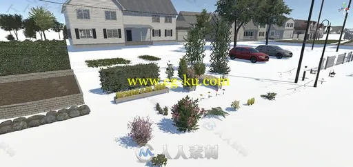 美丽幽静的郊区住宅和街道城市环境3D模型Unity游戏素材资源的图片1