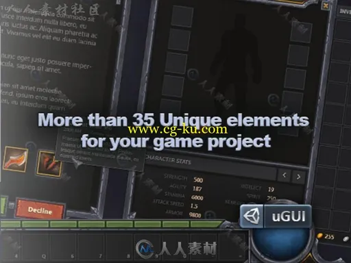 传统灵活的RPG界面UI外皮贴图和材质Unity游戏素材资源的图片1