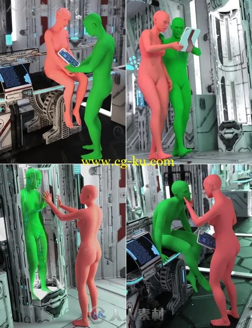 未来科技医疗男性女性姿势3D模型合辑的图片3
