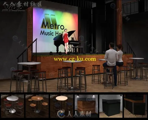 完整的现代化音乐厅场景环境3D模型合辑的图片12