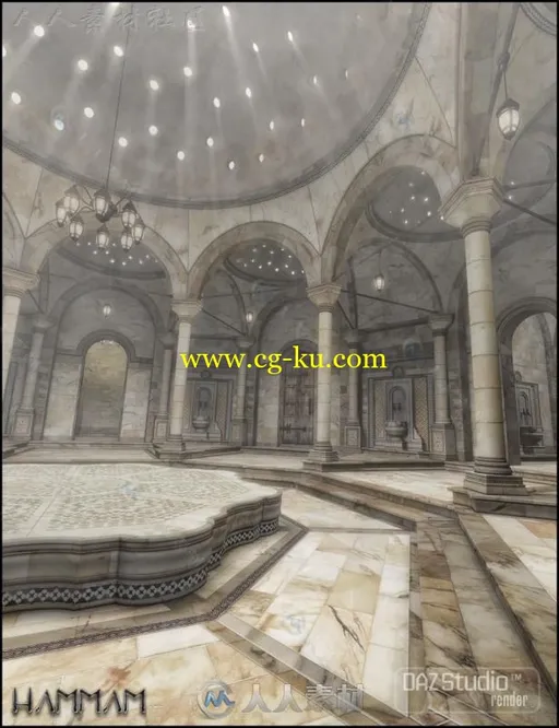 完整的360°土耳其浴室室内环境3D模型合辑的图片2