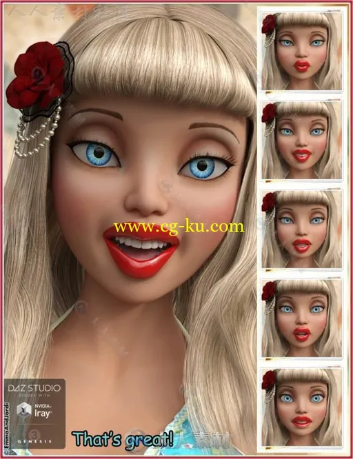 可爱女孩丰富的面部表情3D模型合辑的图片2