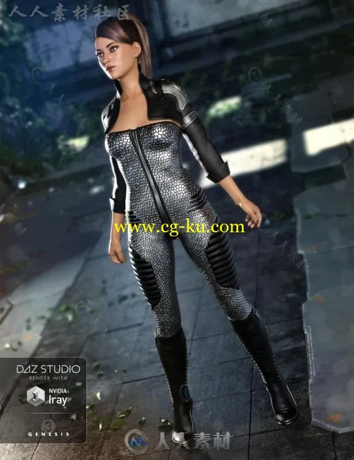 女性中尉帅气科幻服装3D模型合辑的图片3