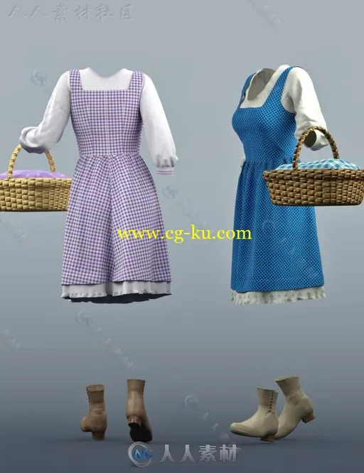 温和漂亮的农场女孩和服装3D模型合辑的图片3