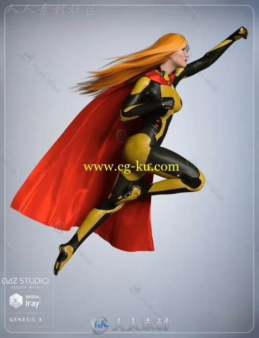 女性英雄的超级披风和时尚流行的发型3D模型合辑的图片2