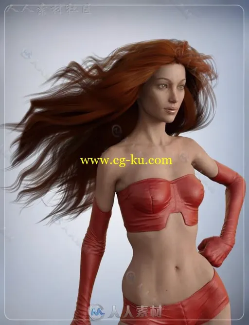 女性英雄的超级披风和时尚流行的发型3D模型合辑的图片3