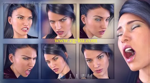 超精细女性角色表情3D模型合辑的图片3