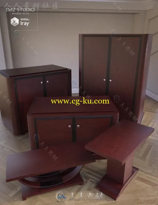 现代时尚简单红木家具柜3D模型合辑的图片1